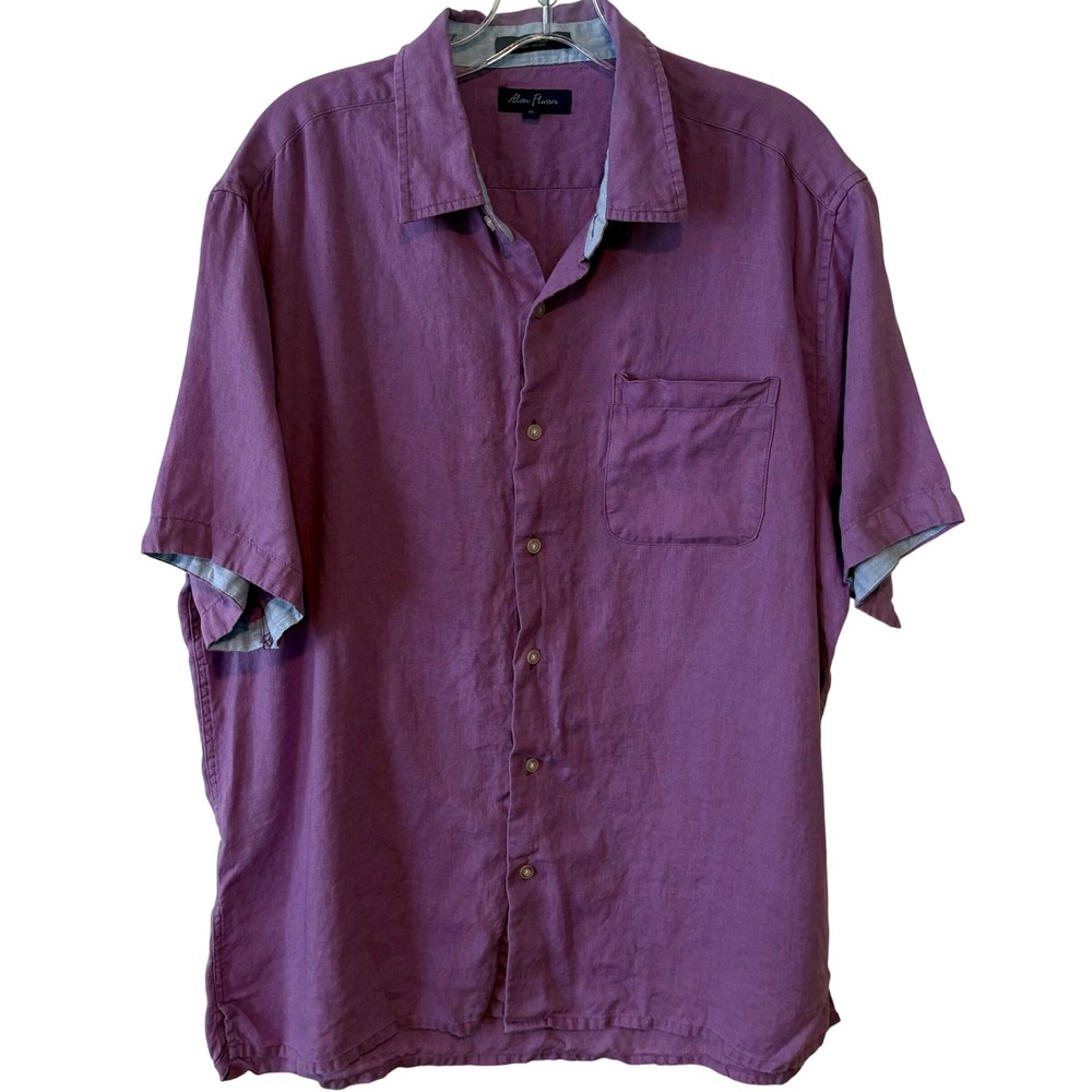 Alan Flusser Men's‎ Light Purple 100% Linen Short Sleeve Shirt Size XL
